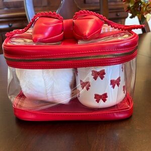 Red Bow Cosmetic Bag with Accessories